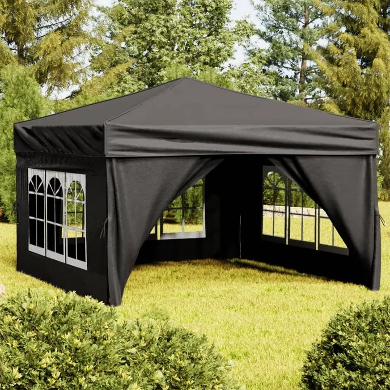 cort pliabil pentru petrecere cu pereti laterali, negru, 3x3 m