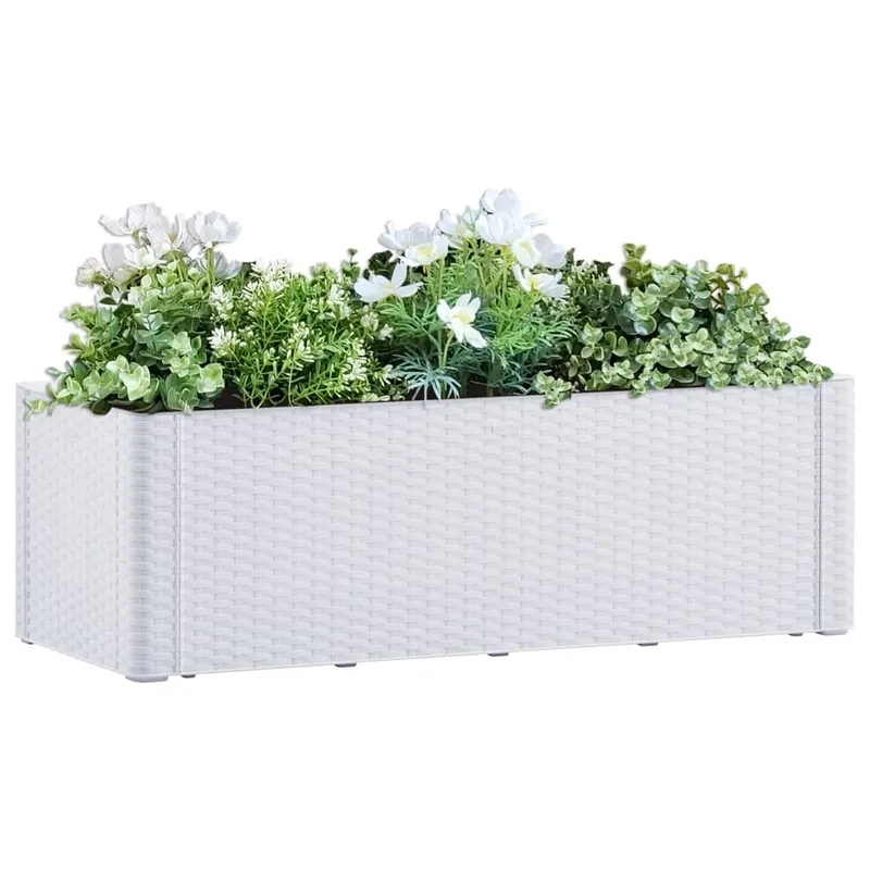 strat inaltat gradina cu sistem auto-udare, alb, 100x43x33 cm