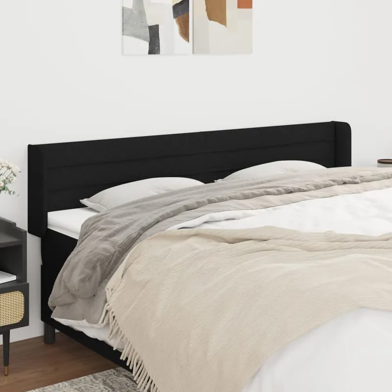 tablie de pat cu aripioare negru 163x16x78/88 cm textil