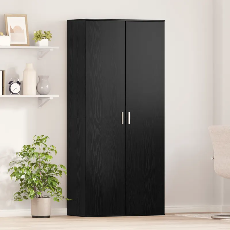 etajera stejar negru 80x39x178 cm din lemn stratificat