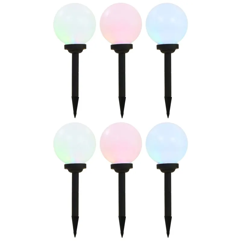 lampi solare de exterior, 6 buc., 20 cm, rgb, sferic, led
