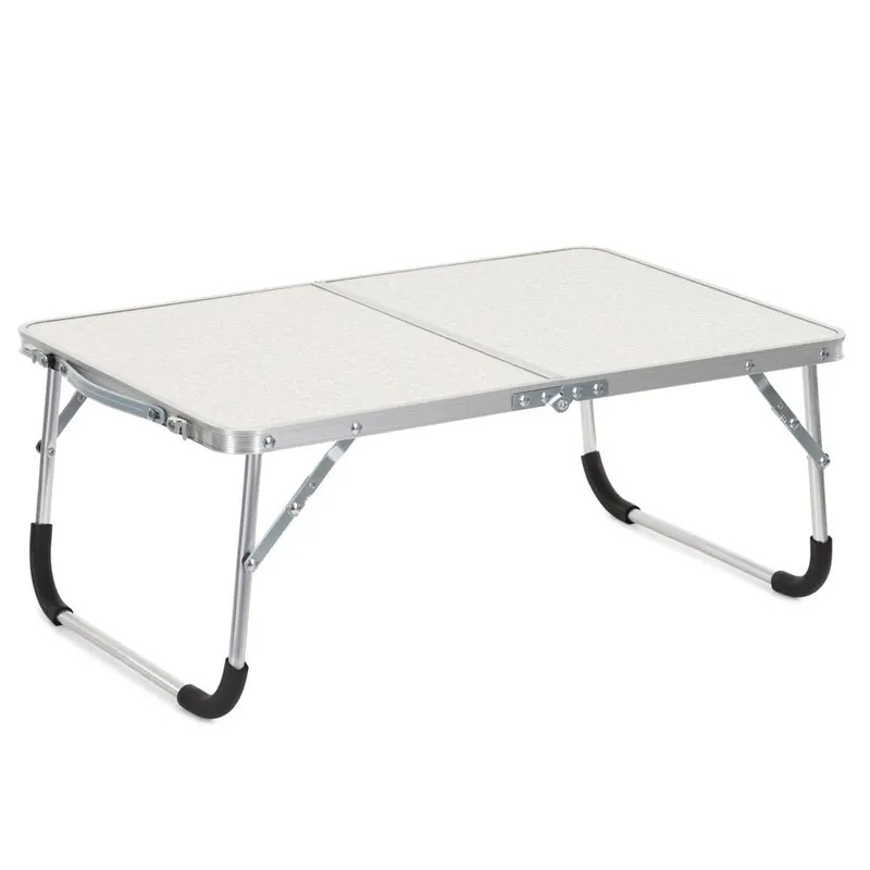Masa pliabila camping sau picnic joasa cu maner transport, blat MDF si cadru aluminiu, 62x40x25 cm, gri