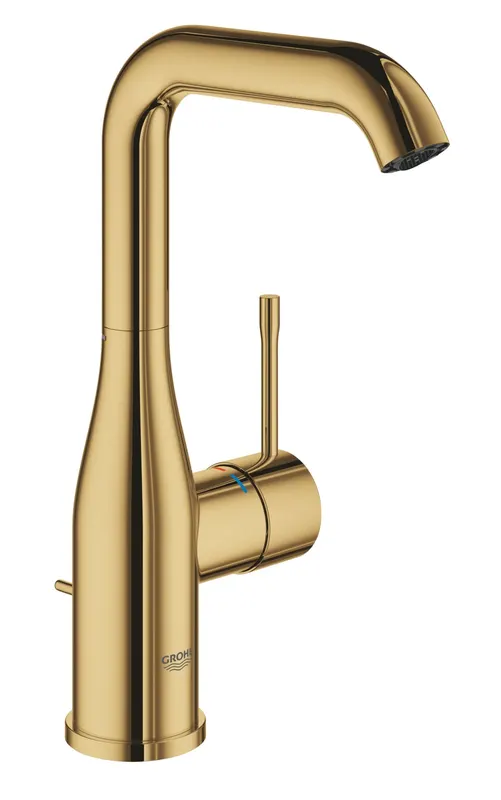 Baterie lavoar Grohe 24174GL1, Essence, 3 8 , marimea L, pivotanta, ventil cu tija, lucios, auriu