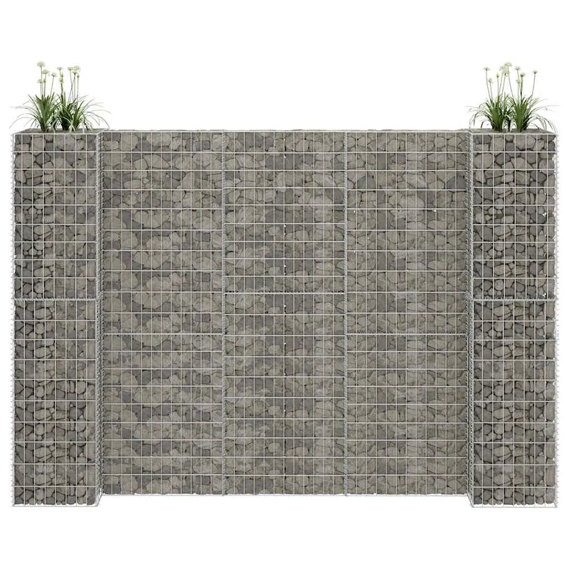 Jardiniera gabion in forma de h, 260 x 40 x 200 cm, sarma otel