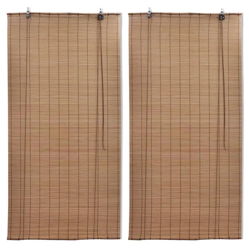 jaluzele din bambus tip rulou, 2 buc., maro, 80 x 160 cm
