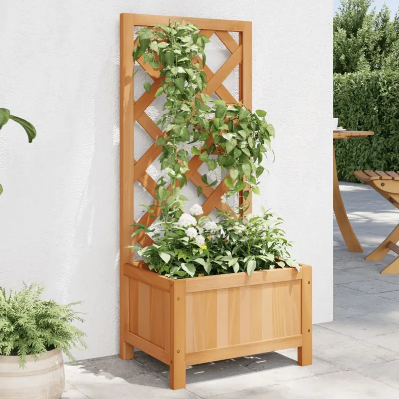 jardiniera cu spalier, maro, lemn masiv de brad
