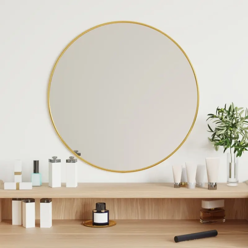 oglinda de perete rotunda, auriu, Ø 50 cm
