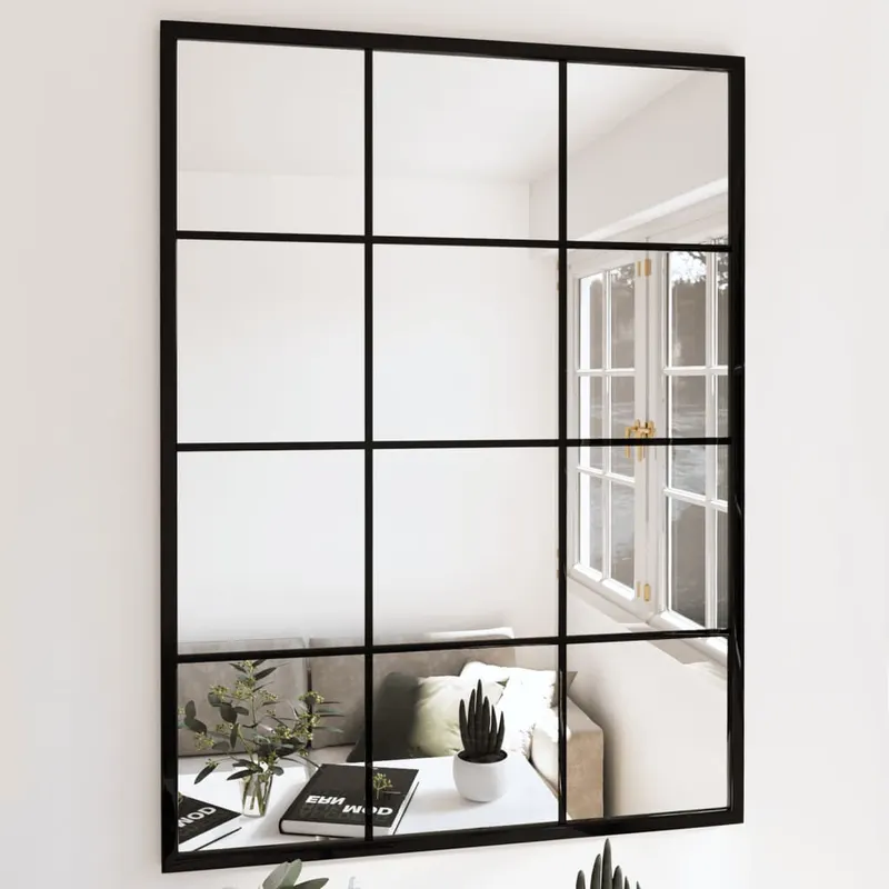 oglinzi de perete, 3 buc., negru, 80x60 cm, metal