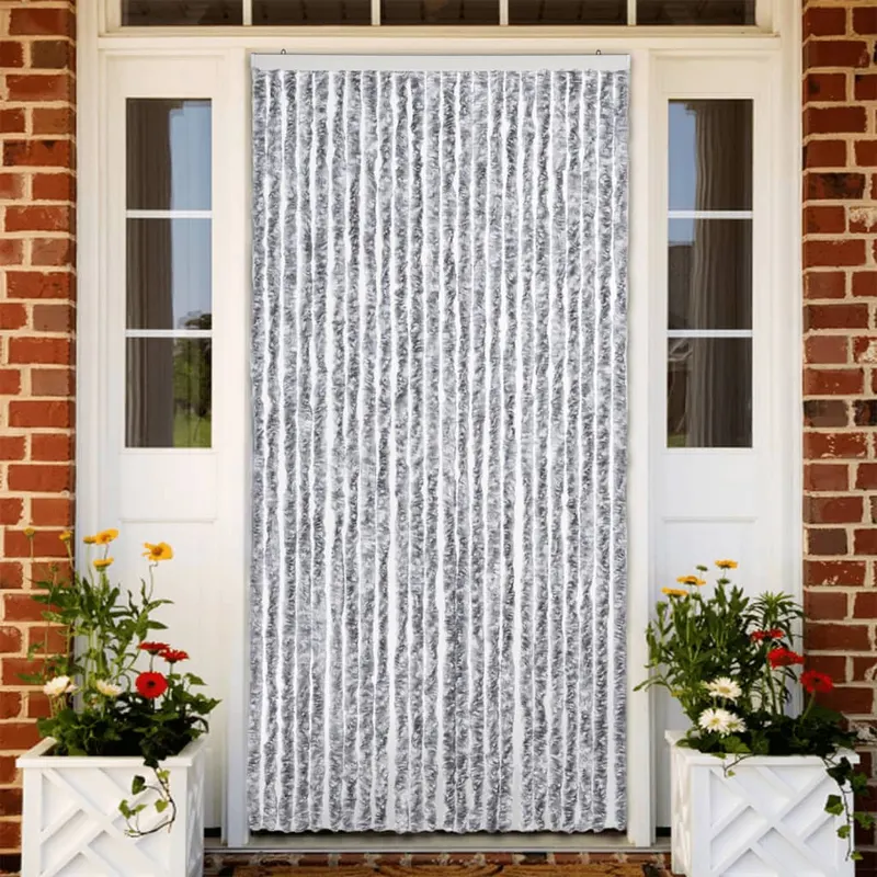 perdea pentru insecte, alb si gri, 100x200 cm, chenille