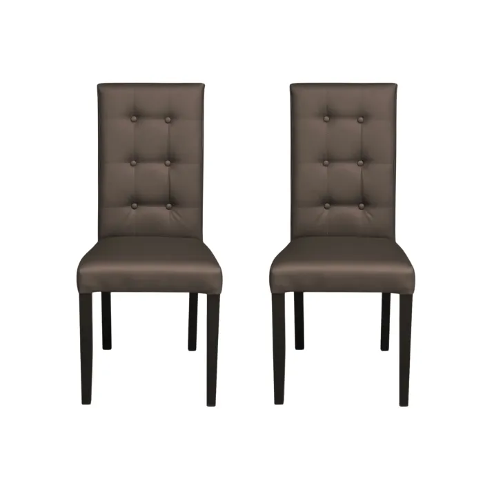 Set 2 scaune living TEO LUX, picioare lemn wenge, piele ecologica gri elefant, 46x60x98 cm