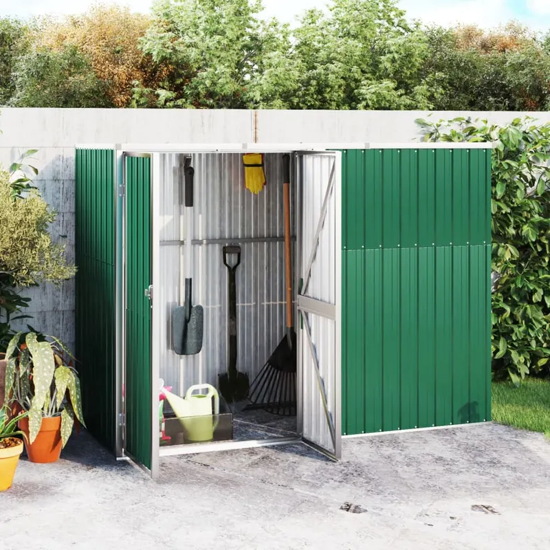 sopron de gradina, verde, 225x89x161 cm, otel galvanizat