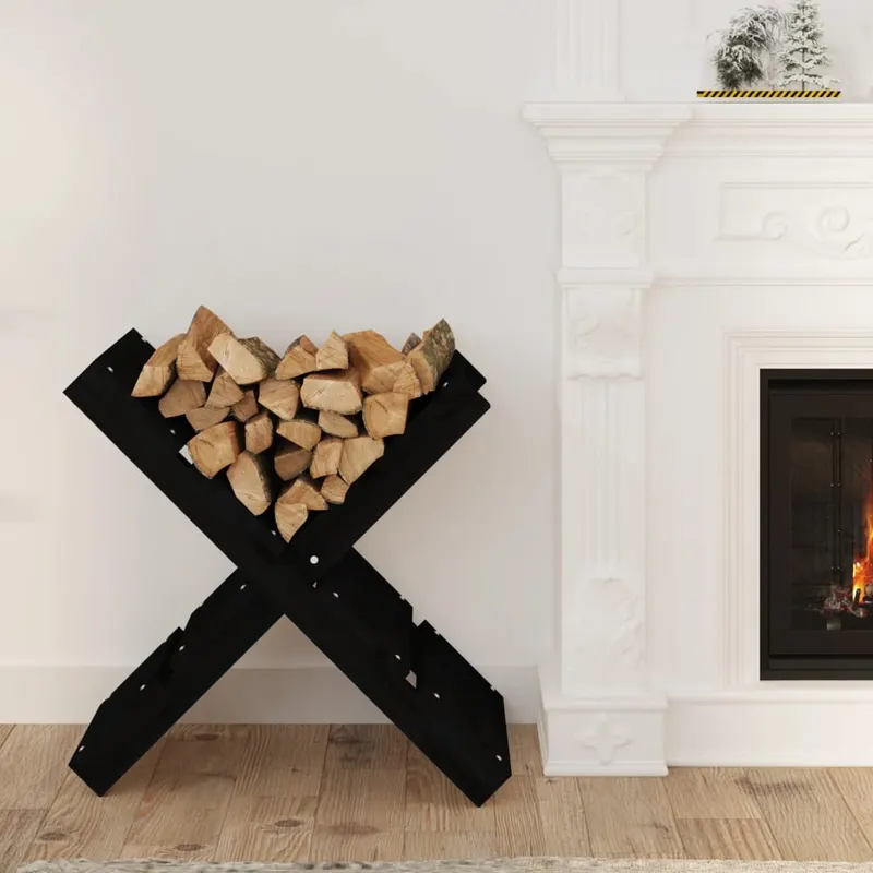 suport pentru busteni negru 47x39,5x48 cm lemn masiv de pin
