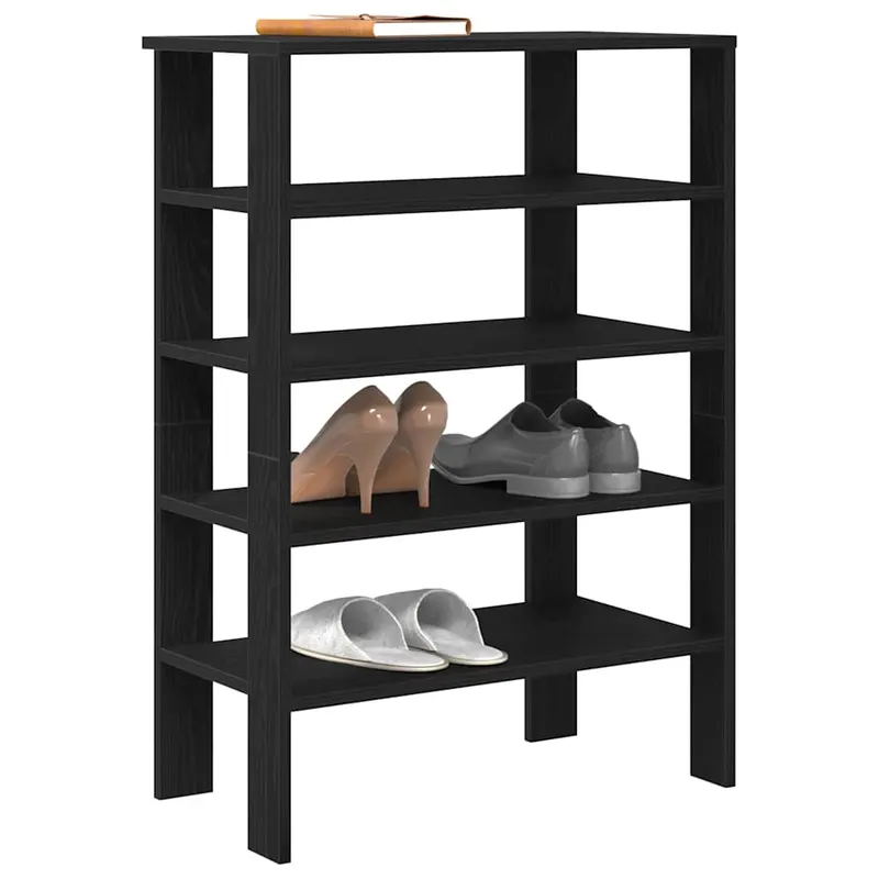 suport pentru pantofi negru 61x32x87,5 cm lemn prelucrat