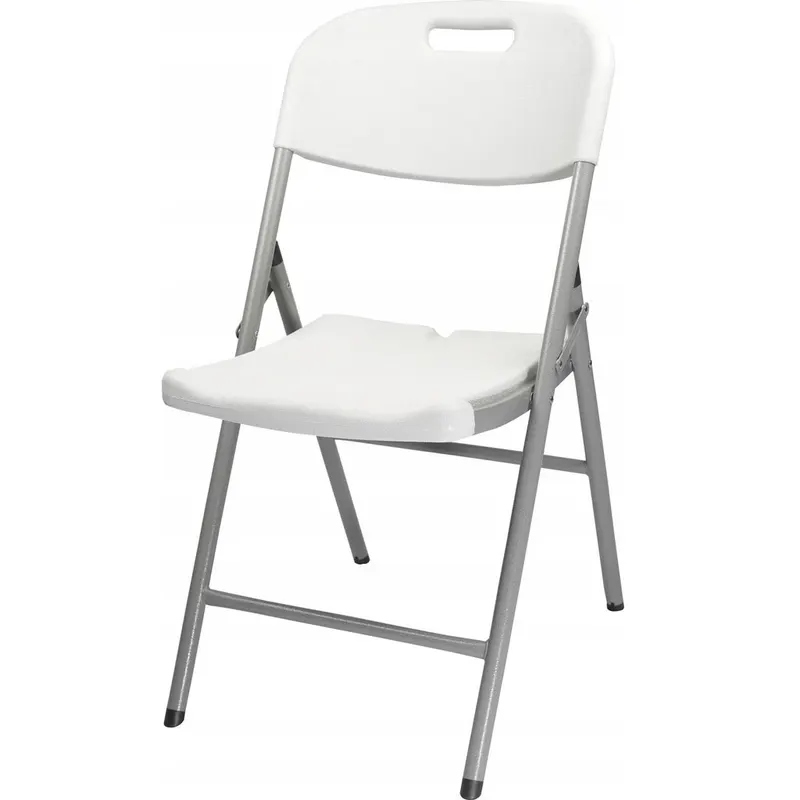 Scaun pliabil 54x46x86 cm, otel si HDPE, antiderapant, alb