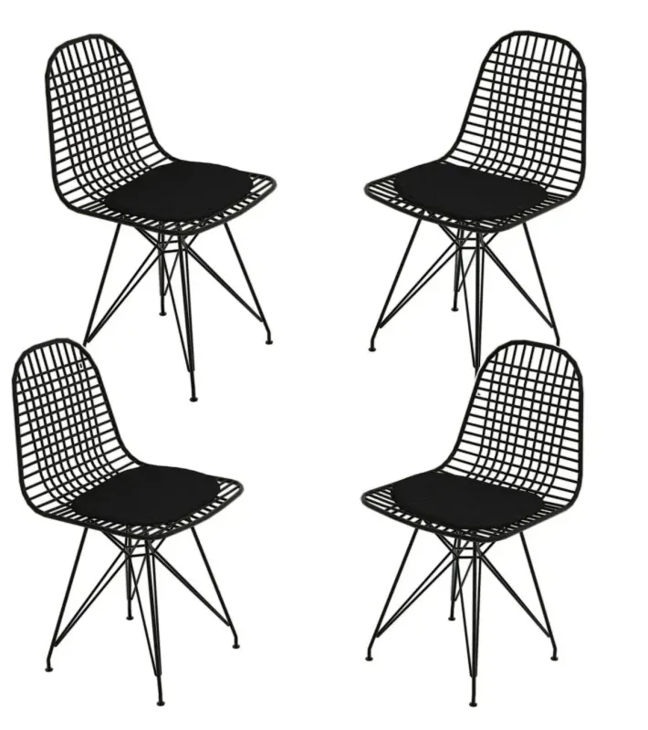 Set 4 scaune metal, Dining , negru 80 x 42 x 45 cm