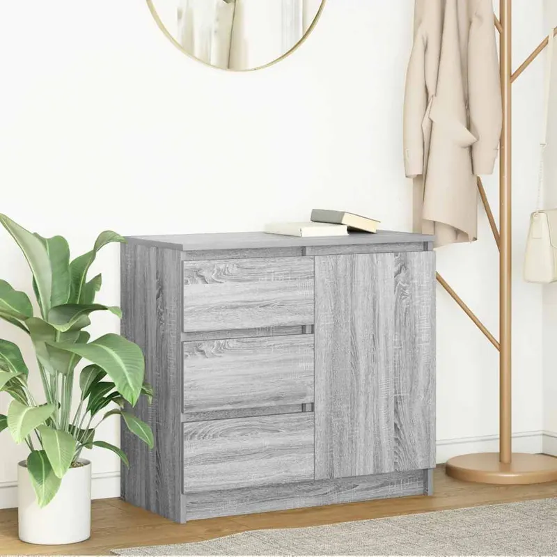 bufeta cu sertar gri sonoma 71x35x65 cm lemn prelucrat