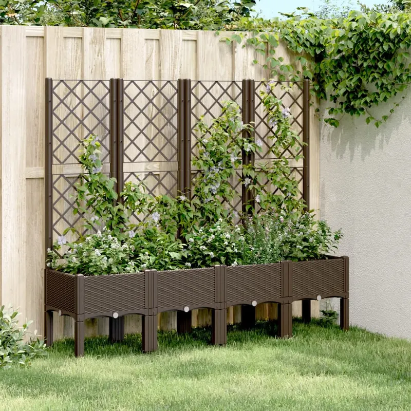 jardiniera de gradina cu spalier, maro, 160x40x142 cm, pp
