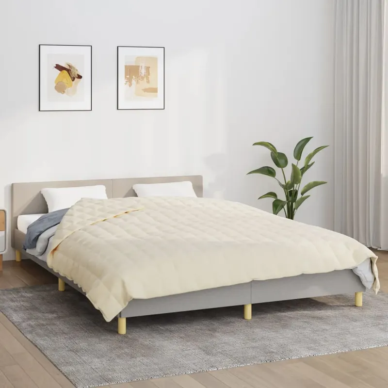 patura grea, crem deschis, 220x240 cm, 15 kg, material textil