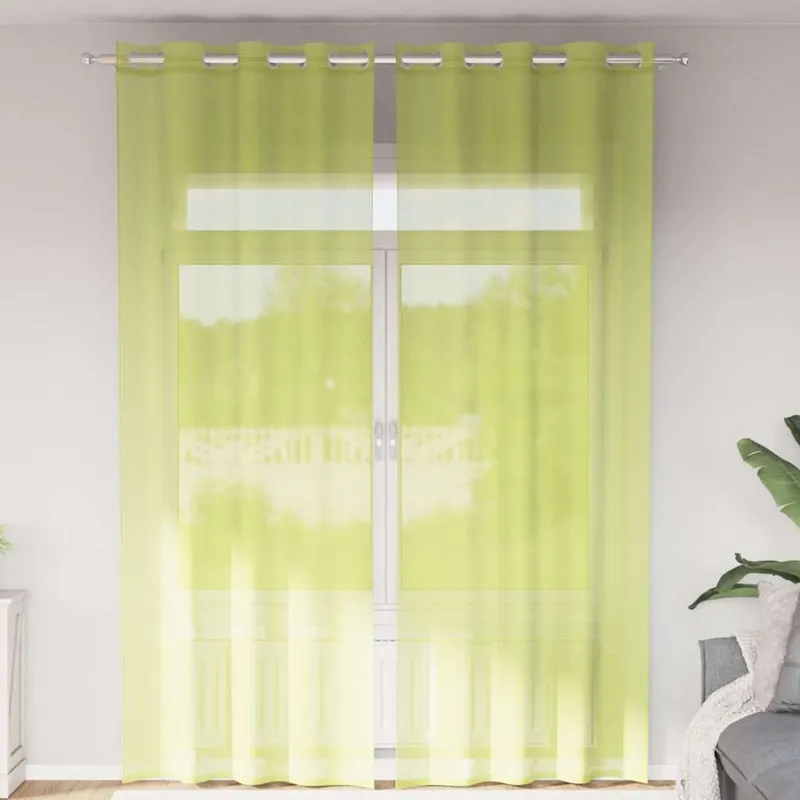 perdele voile cu oelii 2 buc verde mar 140x260 cm