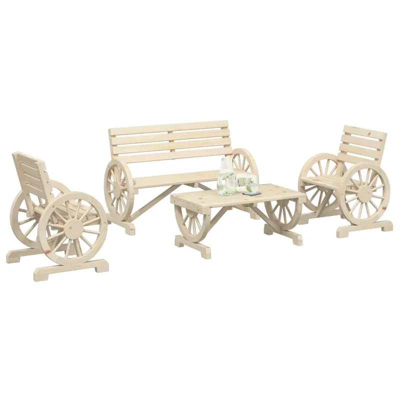 set mobilier de gradina, 4 piese, lemn masiv de brad
