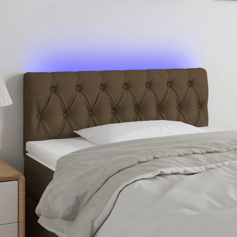 tablie de pat cu led, maro inchis, 100x7x78/88 cm, textil
