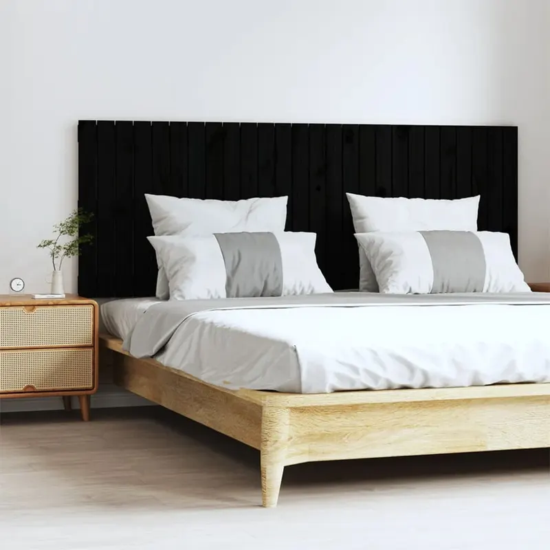 tablie de pat pentru perete, negru, 166x3x60 cm, lemn masiv pin