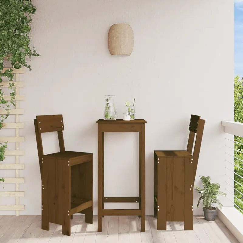 taburete bar 2 buc. maro miere 40x48,5x115,5 cm lemn masiv pin