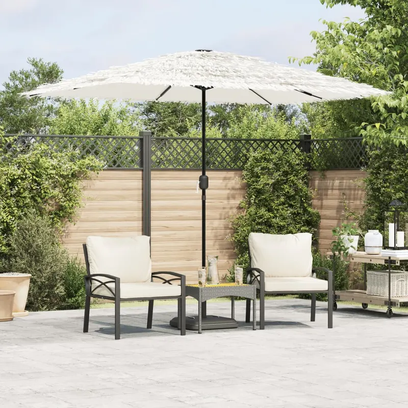 umbrela soare de gradina cu stalp din otel, alb 300x200x250 cm