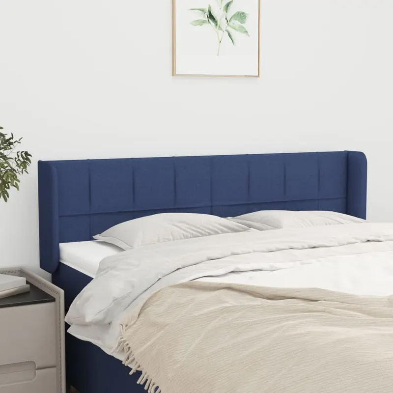 tablie de pat cu aripioare, albastru, 147x16x78/88 cm textil