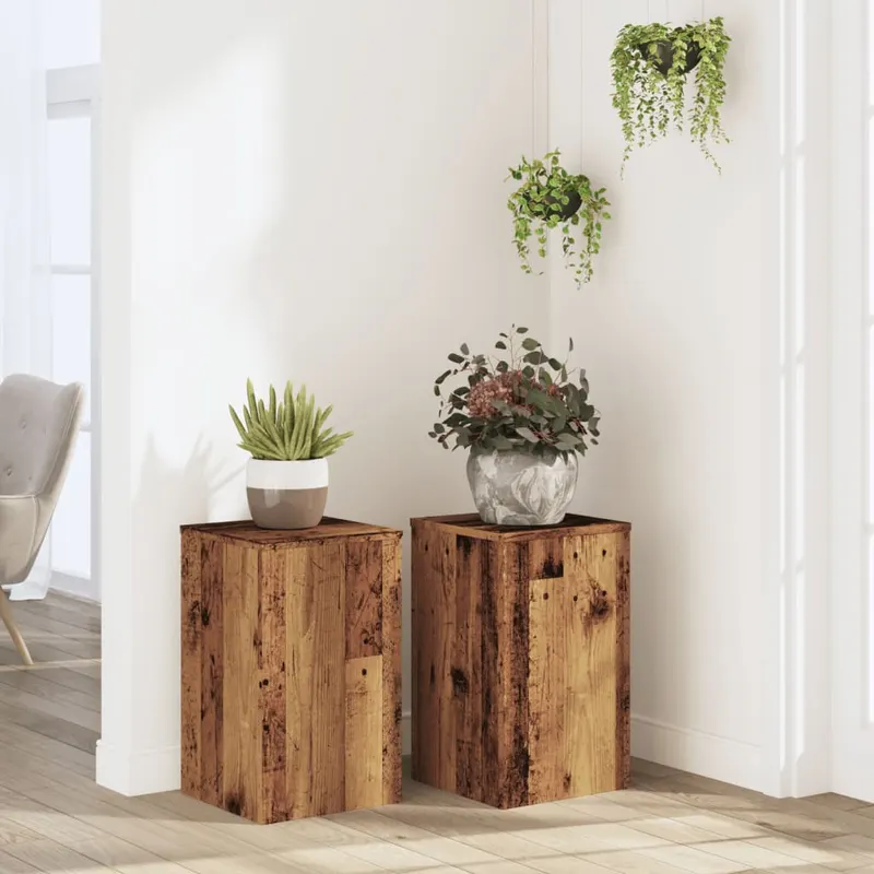 suporturi de plante 2 buc lemn vechi 30x30x50cm lemn prelucrat