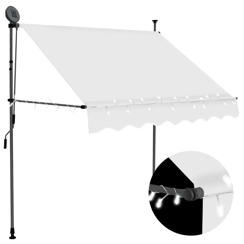 copertina retractabila manual cu led, crem, 100 cm