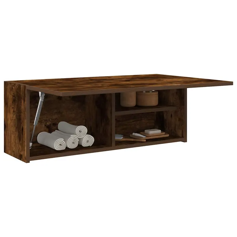 dulap perete baie, stejar fumuriu, 80x25x30 cm, lemn prelucrat