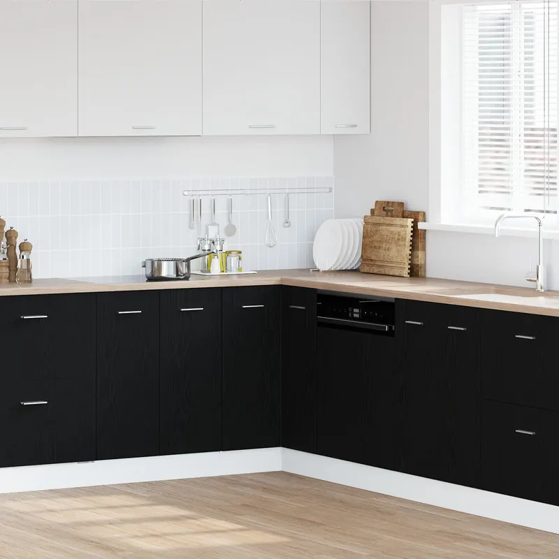 dulap de colt negru din stejar - 75.5x75.5x81.5 cm