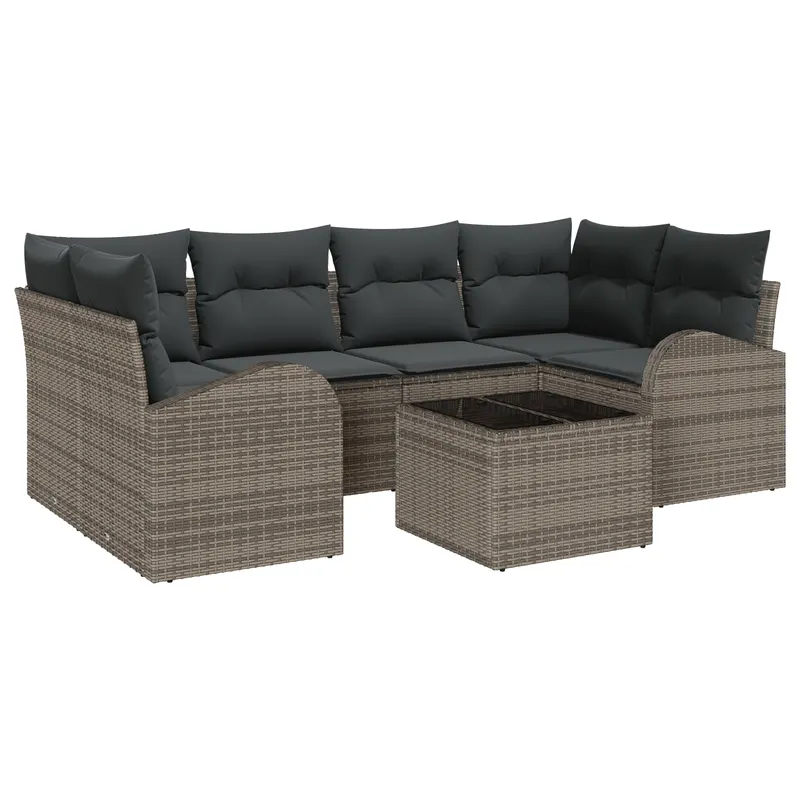 Set de sofa pentru gradina cu perne gri ratan poli, set de sofa pentru gradina cu depozitare & perne gri ratan poli