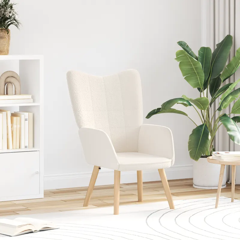 Fotoliu relaxant crem din material asemanator lanii