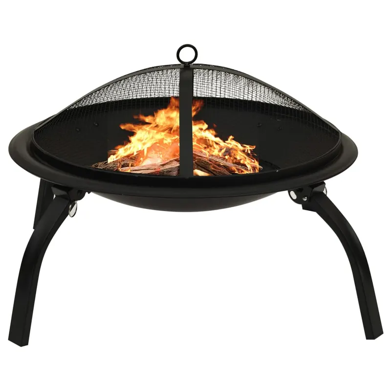 vatra de foc 2-in-1 cu gratar si vatrai, 56x56x49 cm, otel
