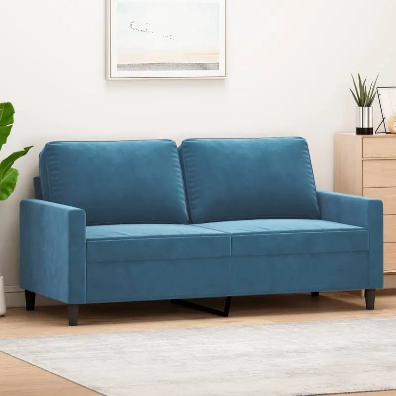 canapea cu 2 locuri, albastru, 140 cm, catifea