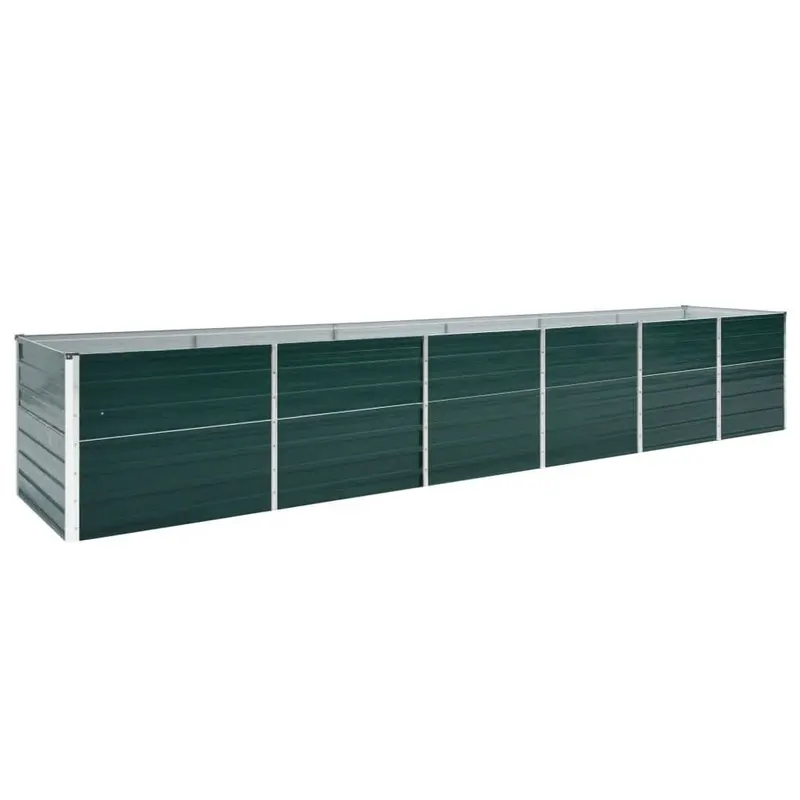 strat inaltat de gradina, verde, 480x80x77 cm, otel galvanizat