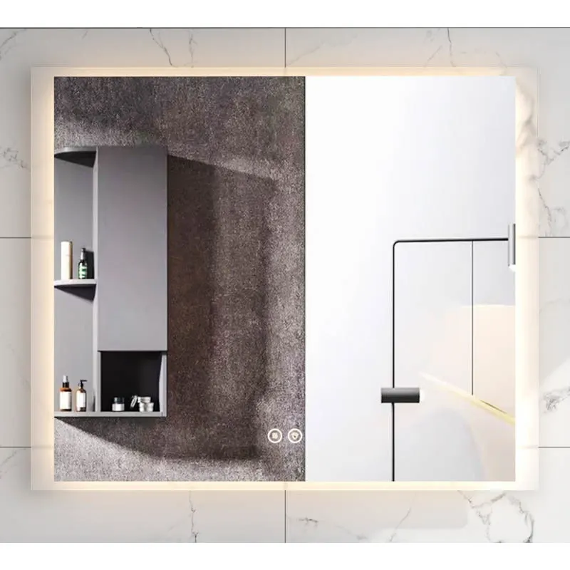 Oglinda Fluminia Rodin 90, 90 cm, dreptunghiulara, cu LED, 3 culori, dezaburire