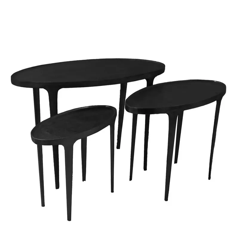 Set de 3 masute de cafea LANDER - Negru