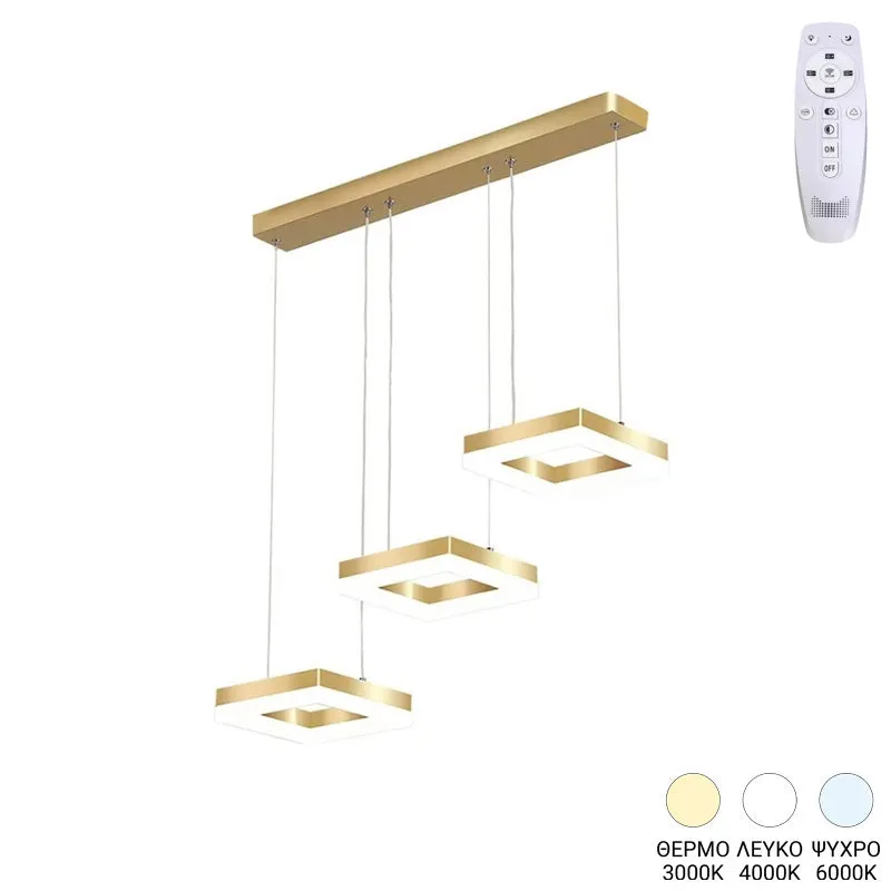 Lustra Benor, metal si LED, 70x20x15 cm - Auriu