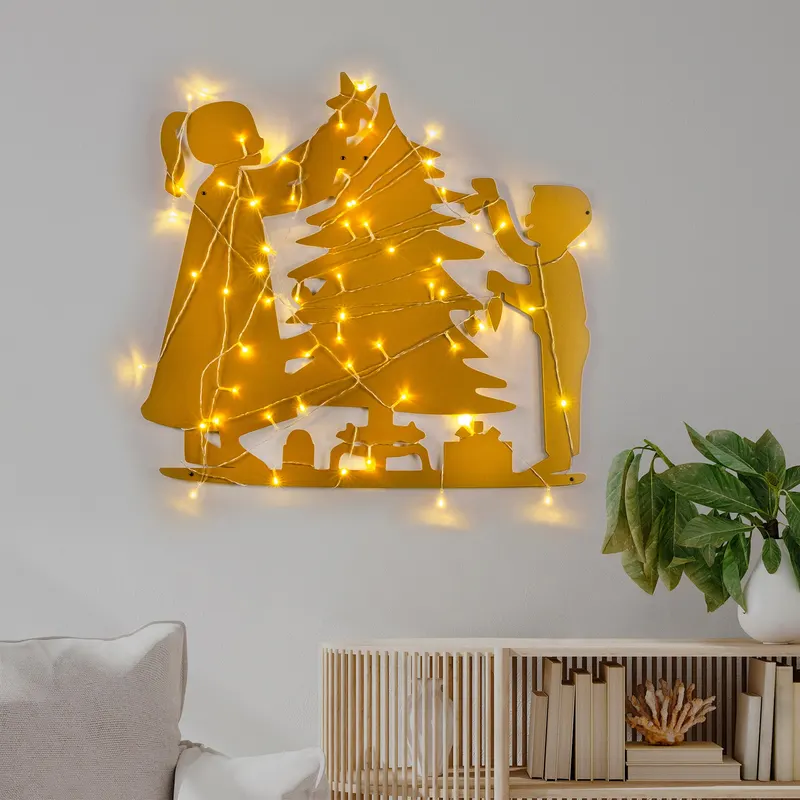 Decorațiune de perete din metal XMASGOLD - 016, Auriu, 39x64x0 cm - Auriu