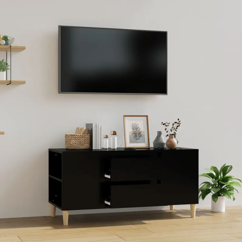 comoda tv, negru, 102x44,5x50 cm, lemn prelucrat