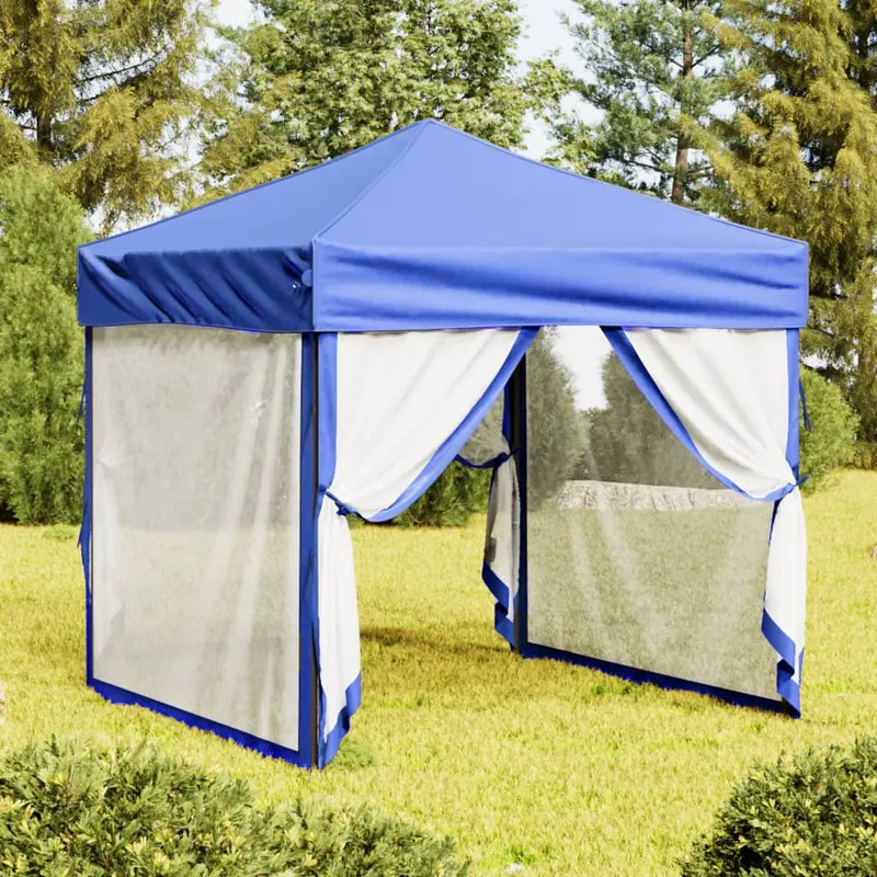 cort pliabil pentru petrecere, pereti laterali, albastru, 2x2 m