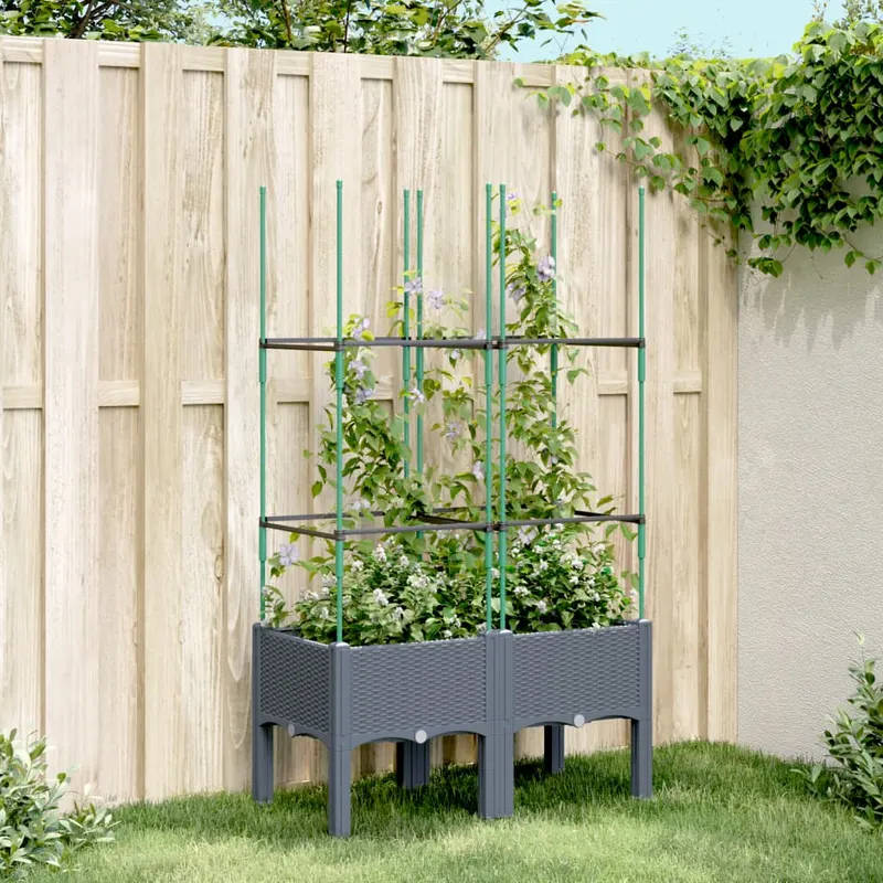 jardiniera de gradina cu spalier, gri, 80x40x142,5 cm, pp