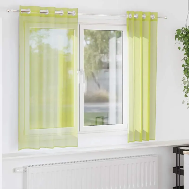 perdele voile cu oelii 2 buc verde mar 140x175 cm