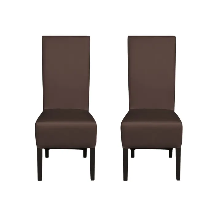 Set 2 scaune living VANESSA, picioare lemn wenge, piele ecologica maro deschis, 47x60x110 cm