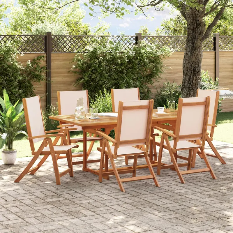 set mobilier de gradina, 7 piese, lemn masiv acacia/textilena