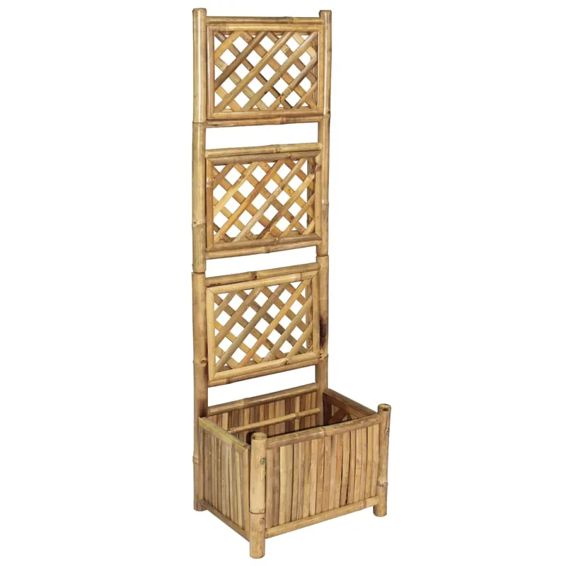 strat inaltat de gradina cu spalier din bambus, 40 cm