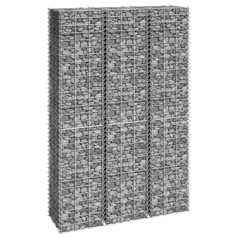 straturi inaltate de gabioane, 3 buc., 30x30x150 cm, fier